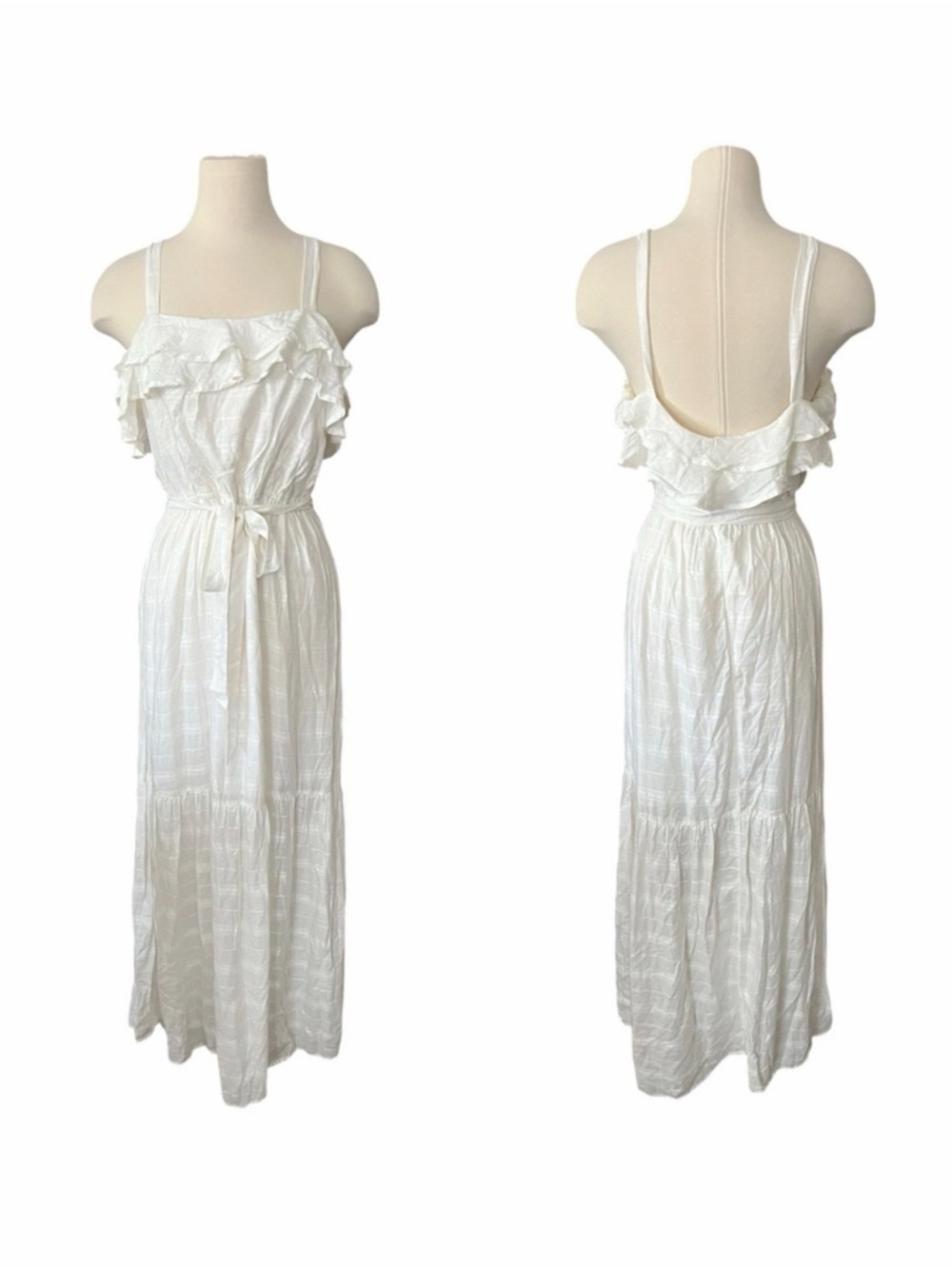 NWT June & Hudson White Ruffle Maxi Dress